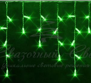 Гирлянда Бахрома 3х0.5 м, флэш, колпачок, ЗЕЛЕНЫЙ, белый провод