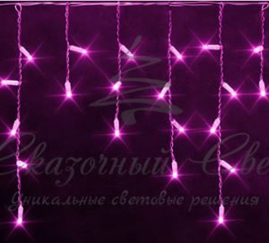 Гирлянда Бахрома 3х0.5 м, флэш, колпачок, РОЗОВЫЙ, белый провод