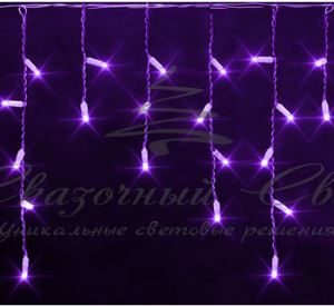 Гирлянда Бахрома 3х0.5 м, флэш, колпачок, ФИОЛЕТОВЫЙ, белый провод