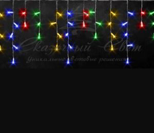 Гирлянда Бахрома 3х0.5 м МУЛЬТИ, флэш, белая резина