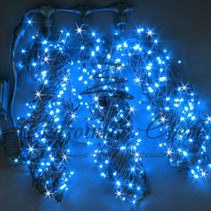 Гирлянда на дерево уличная 3 Нити по 20 м, флэш, СИНИЙ