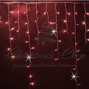 Гирлянда Бахрома 3х0.9 м КРАСНЫЙ, мерцание, прозрачный провод