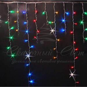 Гирлянда Бахрома 3х0.9 м МУЛЬТИ, мерцание, прозрачный провод