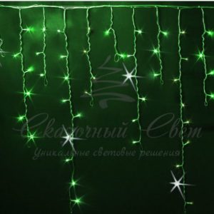 Гирлянда Бахрома 3х0.9 м ЗЕЛЕНЫЙ, мерцание, прозрачный провод