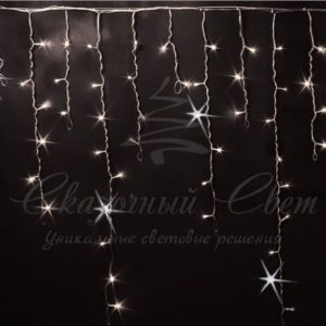 Гирлянда Бахрома 3х0.9 м ТЕПЛО БЕЛЫЙ, мерцани, прозрачный провод