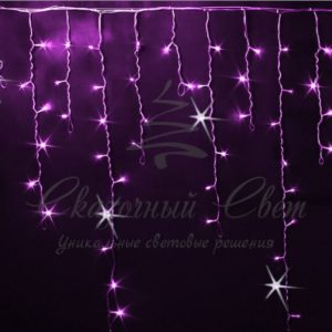 Светодиодная бахрома 3×0.9 м, МЕРЦАЮЩАЯ, прозрачный провод, розовая, 144 диода