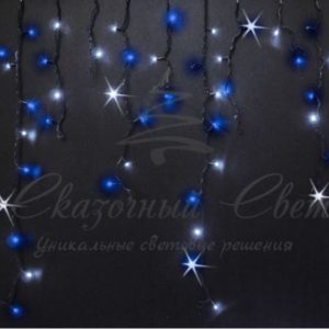 Гирлянда Бахрома 3х0.9 м СИНИЙ+БЕЛЫЙ, мерцание, прозрачный провод