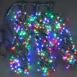 Гирлянда на дерево уличная 3 Нити по 20 м, флэш, МУЛЬТИ