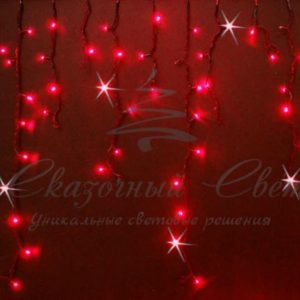 Гирлянда Бахрома 3х0.9 м КРАСНЫЙ, мерцание, черный провод