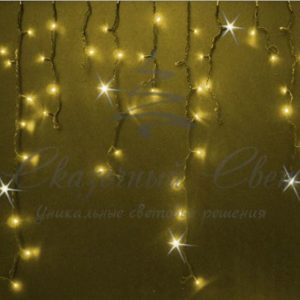 Гирлянда Бахрома 3х0.9 м ЖЕЛТЫЙ, мерцание, черный провод