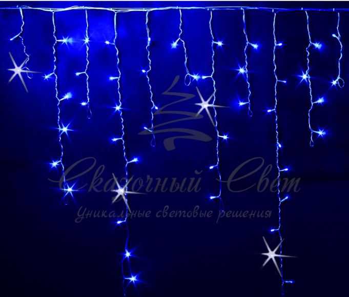 Гирлянда Бахрома 3х0.9 м СИНИЙ, мерцание, черный провод