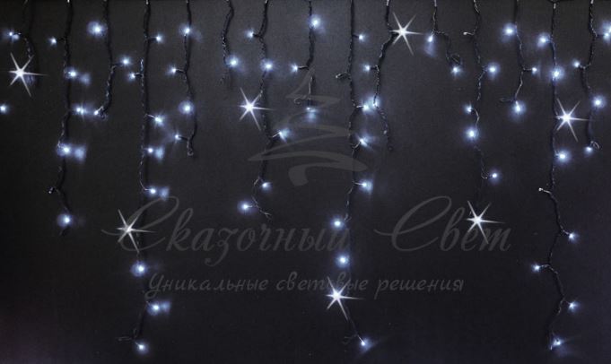 Гирлянда Бахрома 3х0.9 м БЕЛЫЙ, мерцание, черный провод