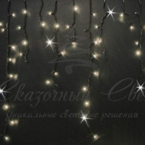 Гирлянда Бахрома 3х0.9 м БЕЛЫЙ ТЕП, мерцание, черный провод