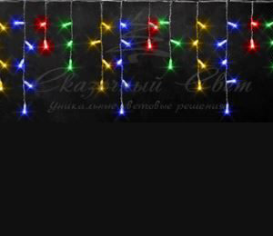 Гирлянда Бахрома 3х0.9 м, флэш, колпачок, МУЛЬТИ, белый провод