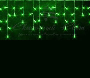 Гирлянда Бахрома 3х0.9 м, флэш, колпачок, ЗЕЛЕНЫЙ, белый провод