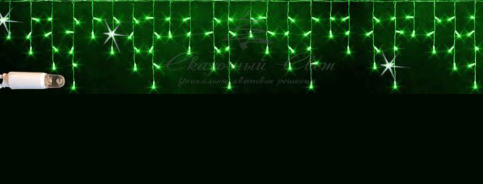 Гирлянда Бахрома 3х0.9 м, флэш, колпачок, ЗЕЛЕНЫЙ, белый провод