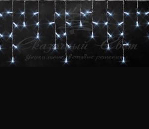 Гирлянда Бахрома 3х0.9 м, флэш, колпачок, БЕЛЫЙ, белый провод