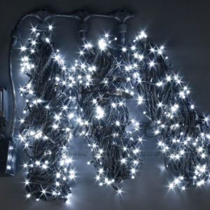 Гирлянда на дерево уличная 3 Нити по 20 м, флэш, БЕЛЫЙ