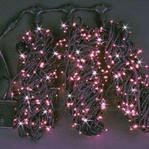Гирлянда на дерево уличная 3 Нити по 20 м, флэш, РОЗОВЫЙ