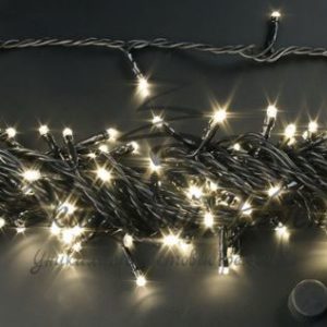 Гирлянда Нить 10 м, 24В, ТЕПЛО БЕЛЫЙ, черный провод