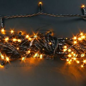 Гирлянда Нить 10 м, 24В, ЖЕЛТЫЙ, черный провод