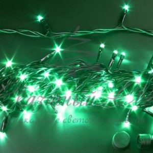 Гирлянда Нить 10 м, 24В, ЗЕЛЕНЫЙ, черный провод