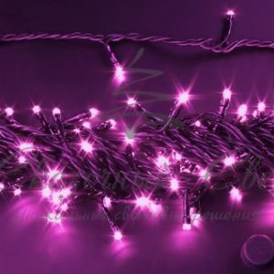 Гирлянда Нить 10 м, 24В, РОЗОВЫЙ, черный провод