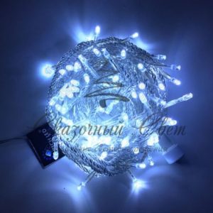 Светодиодная гирлянда Нить 10 м, 24В, постоянного свечения, соединяемая, прозрачный провод, Белая