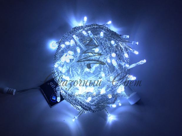 Светодиодная гирлянда Нить 10 м, 24В, постоянного свечения, соединяемая, прозрачный провод, Белая