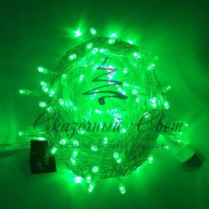 Светодиодная гирлянда Нить 10 м, 24В, постоянного свечения, соединяемая, прозрачный провод, Зеленая