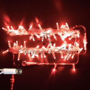 Светодиодная гирлянда Нить 10 м, 24В, герметичный колпачок, IP65, постоянного свечения, соединяемая, белый провод, Красная