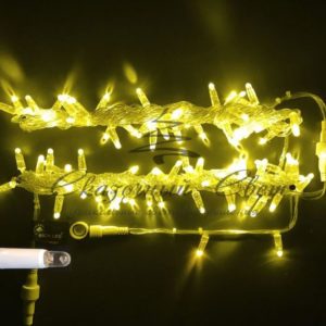 Светодиодная гирлянда Нить 10 м, 24В, герметичный колпачок, IP65, постоянного свечения, соединяемая, белый провод, Желтая