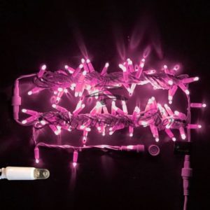 Светодиодная гирлянда Нить 10 м, 24В, герметичный колпачок, IP65, постоянного свечения, соединяемая, белый провод, Розовая