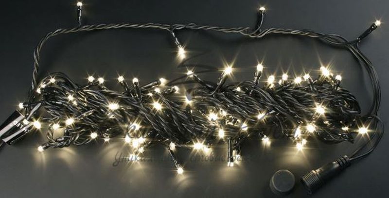 Гирлянда Нить 10 м, 24В, флэш, ТЕПЛОБЕЛЫЙ, черный провод