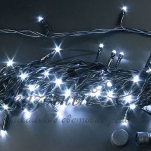 Гирлянда Нить 10 м, 24В, флэш, БЕЛЫЙ, черный провод