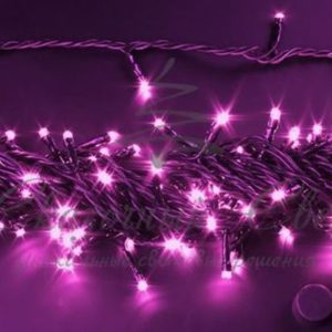 Гирлянда Нить 10 м, 24В, флэш, РОЗОВЫЙ, черный провод