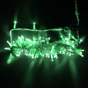 Гирлянда Нить 10 м, 24В, флэш, колпачок, ЗЕЛЕНЫЙ, белый провод