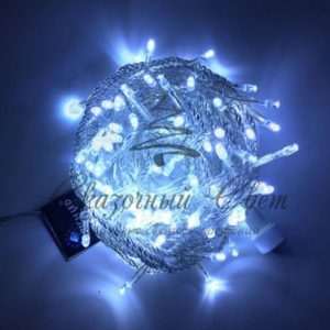 Гирлянда Нить 10 м, 220В, БЕЛЫЙ, прозрачный провод