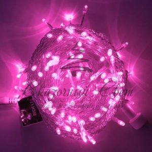 Гирлянда Нить 10 м, 220В, РОЗОВЫЙ, прозрачный провод