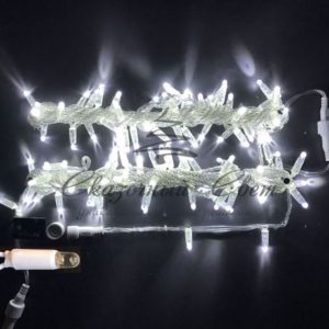 Гирлянда Нить 10 м, 220В, колпачок, БЕЛЫЙ, прозрачный провод