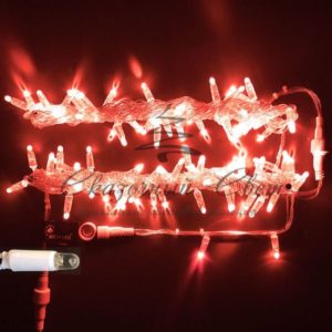 Гирлянда Нить 10 м, 220В, колпачок, КРАСНЫЙ, белый провод