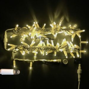 Гирлянда Нить 10 м, 220В, колпачок, ТЕПЛЫЙ БЕЛЫЙ, белый провод