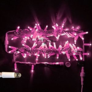 Гирлянда Нить 10 м, 220В, колпачок, РОЗОВЫЙ, белый провод