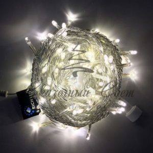 Гирлянда Нить 10 м, 220В, флэш, ТЕПЛЫЙ БЕЛЫЙ, прозрачный провод