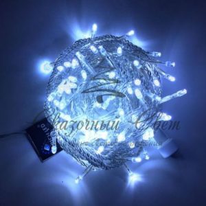 Гирлянда Нить 10 м, 220В, флэш, БЕЛЫЙ, прозрачный провод