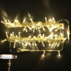 Гирлянда Нить 10 м, 220В, флэш, колпачок, ТЕПЛО БЕЛЫЙ, прозрачный провод