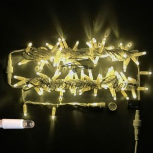 Гирлянда Нить 10 м, 220В, флэш, колпачок, ТЕПЛЫЙ БЕЛЫЙ, белый провод