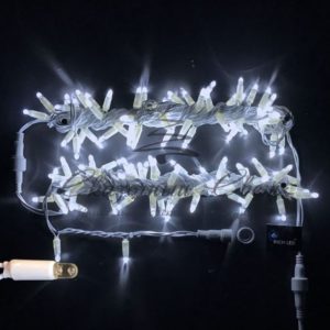 Гирлянда Нить 10 м, 220В, флэш, колпачок, БЕЛЫЙ, белый провод