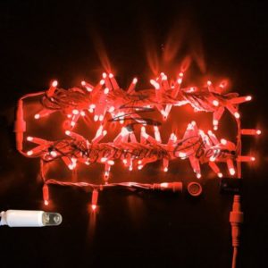 Гирлянда Нить 10 м, 220В, флэш, колпачок, КРАСНЫЙ, белый провод