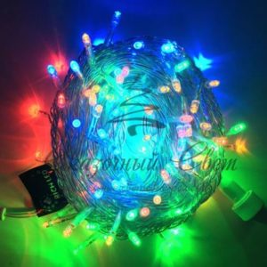 Гирлянда Нить 10 м, 220В, флэш, колпачок, МУЛЬТИ, белый провод